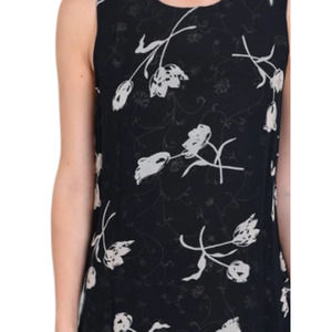 Solutions Original Sheer Black Floral‎ Dress Medium